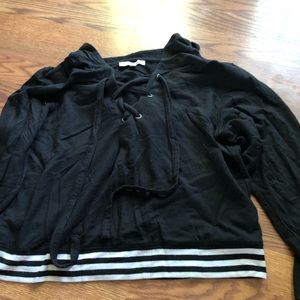 lace up hoodie